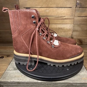 Marc Fisher Womens Size 9 LTD Izzie Maroon Brown Suede Shearling Ankle Boots NEW - Picture 1 of 10
