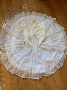 Vtg STONE Girls Dress Slip Tiered Tulle petitcoat NYLON LACE ACCENT Sz 4 - Picture 1 of 10