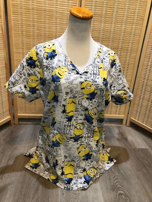 Scrubs Scrub Top Cartoon Minion Minions Medium M Despicable Me (H430) - Image 1 of 4