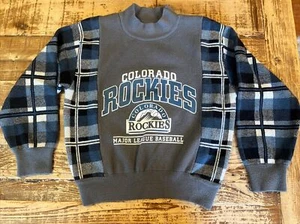 VTG Colorado Rockies Plaid /Gray MLB  Crewneck 90s Baseball Sweatshirt Unbranded - Picture 1 of 8