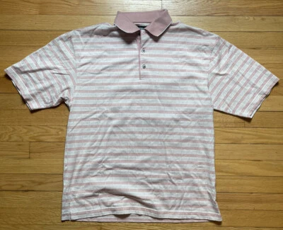 Polo de golf vintage a rayas rosa ping para hombre talla mediana Foto 1 de 4