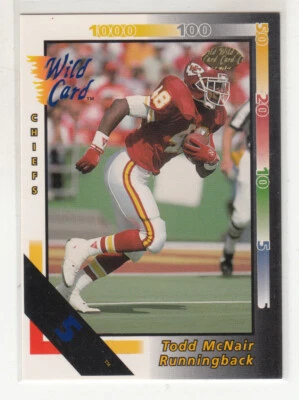 TODD McNAIR 1992 Wild Card NFL #318 Parallel 5 Stripe Kansas City Chiefs Mint - Image 1 of 2