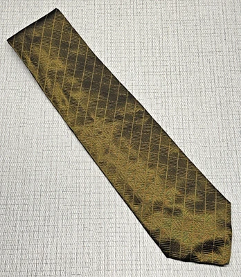 Boss Hugo Boss Bronze Windowpane Checkered 100% Silk Made in Italy Tie - Image 1 of 4