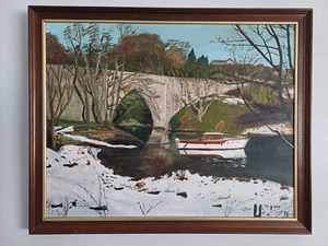 Pintura al óleo original titulada Winter Mooring at Brig O' Balgownie, Aberdeen - Imagen 1 de 6