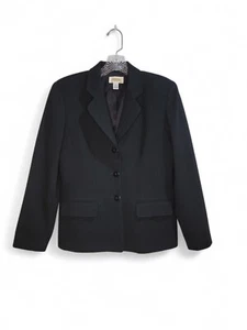 Blazer para mujer Talbots de lana negra de un solo pecho con botones talla 6 - Imagen 1 de 6