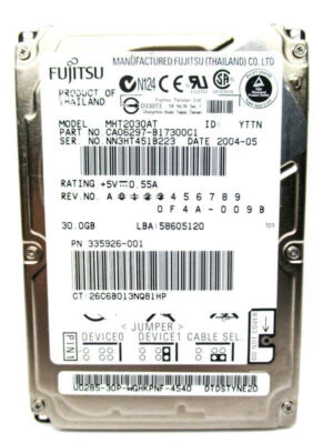 Fujitsu 30GB MHT2030AT CA06297-B17300C1 IDE Laptop Hard Drive - WIPED & TESTED - Image 1 of 3