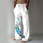 Mens Long Pants Baggy Harem Trousers Bottoms Hippy Loose Feather Printed Fashion