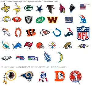49 NFL Vinyl Sticker FunSWAG Set.All 32 Current Team Logos + 17 Retro & Historic - Picture 1 of 8