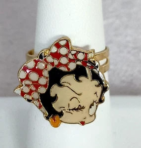 Seltener Vintage Betty Boop winking animierter Sammlerring 1980er Jahre neu aus altem Lagerbestand - Bild 1 von 3