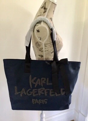 KARL Lagerfeld Tote Contrast Flocked Printed Signature  Nylon bag BNWT - image 1 of 4