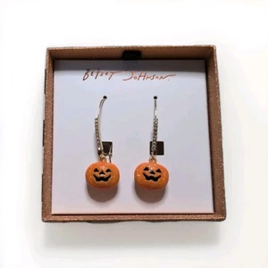Betsey Johnson goldfarbene gepflasterte Halloween-Ohrhänger/Ohrhänger mit Kristall - Bild 1 von 5