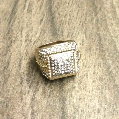 Anillo de oro para hombre de acero inoxidable cristal circonita cúbica piedra joyería banda talla 9 ¡NUEVO! Foto 1 de 3