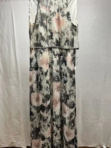 SLNY Fashions NY Maxi Women's Size 12 Pink Floral Chiffon Halter Neck Formal - Picture 1 of 7