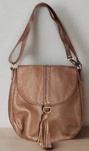 Lucky Brand Ali Flap braune Leder Umhängetasche mit Quaste Boho Hippie Handtasche - Bild 1 von 2