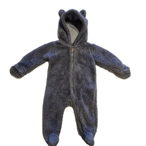 Carters 9M grau Sherpa Kinderwagen Bär Kapuze Fuß Einteiler Overall Outfit - Bild 1 von 5