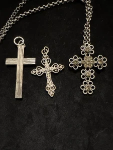 3 Silvertone Ornate Cross Lot Robert Rose VTG (Lot# 454) - Picture 1 of 8
