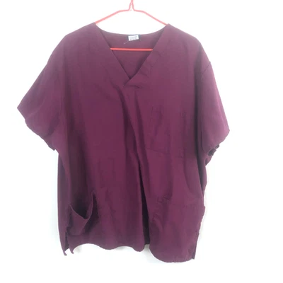 Cherokee Workwear Men's Scrubs V-Neck Solid Wine Burgundy Red Pockets Size 2XL - Image 1 of 4