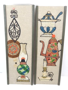 Coppia teiere decorazione parete opera d'arte ghiaia MCM crema lampada olio artigianato MCM - Foto 1 di 10