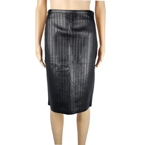 Vintage Gucci Tom Ford Era Womens Black Leather Pencil Skirt Size 38 - Picture 1 of 12