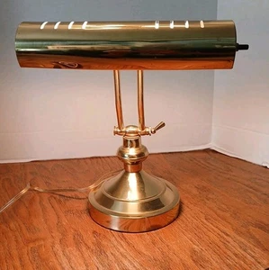 Brass Bankers Desk Office Reading Vintage Retro Light Lamp Adjustable- Works - Picture 1 of 15
