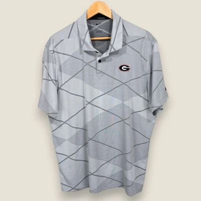 Georgia Bulldogs Nike Golf Performance Polo Hombres XL Gris Argyle Dri-Fit Foto 1 de 4