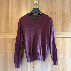 Massimo Dutti Jumper Men's Medium/Large Burgundy Cotton Silk Cashmere Crew Neck - Picture 1 of 5