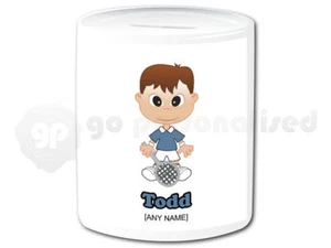 Personalised Ceramic Money Box- Tennis Boy Design - Picture 1 of 1
