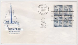 TurtlesTradingPost- Bunker Hill 2-1/2 Cent #1034 FDC 1959 Farnam Block of 4 - Picture 1 of 1