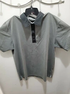 Travis Mathew Polo Lexus Gray/Black M Medium Golf Golfing EUC  - Picture 1 of 6