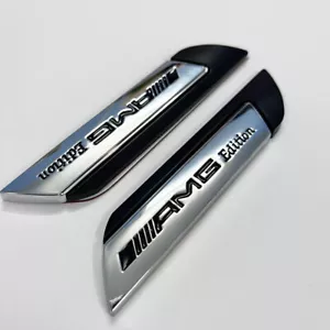 2X Auto AMG EDITION Fender Emblem Abzeichen Aufkleber Für Mercedes Benz Schwarz - Bild 1 von 7