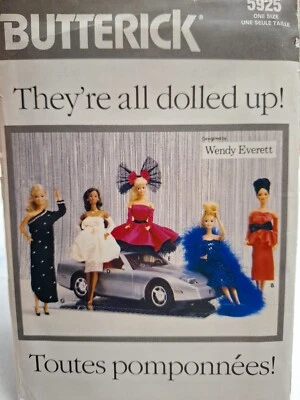 Barbie Fashion Doll 11 1/2" Clothing Butterick 5925 Sewing Pattern UC Dolled Up - Image 1 of 4