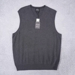 NEW JoS A Bank Traveler Mens Large Grey 100% Pima Cotton Sleeveless Golf Sweater - Picture 1 of 5