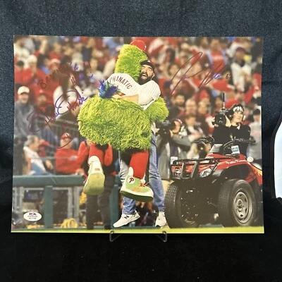 Jason Kelce & Phillie Phanatic NLCS Dual Autographed Signed 11x14 Photo PSA COA - Image 1 of 4