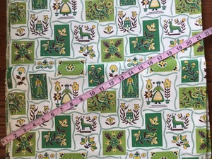 Baumwolle Dekorateur Stoff 50er Jahre Grün 36Bx15yd PA Niederländisch Med Wt Top - Bild 1 von 4