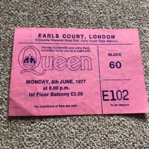 Queen ticket Earls Court 06/06/77 #E102 - Afbeelding 1 van 1