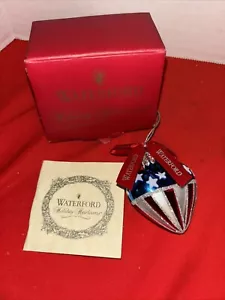 Waterford Holiday Heirlooms Stars Stripe Heart Ornament Glass USA Patriotic &Box - Picture 1 of 6