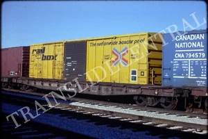 Original train slide CN Canadian National flat w/ Railbox 663093, 1985 Toronto - Picture 1 of 1