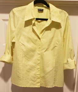 Rafaella Gr. M gelb Baumwolle Button Down Kragen 3/4 Arm Bluse - Bild 1 von 6