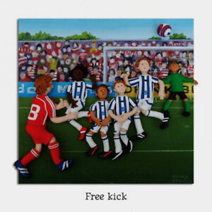 Football Free Kick Birthday Card - Blank Inside - 6 x 6 Inches - Holy Mackerel
