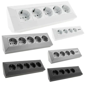 5-fach Steckdosenblock AP 45 Grad Eck für Küche/Hobbyraum/Werkstatt X - Bild 1 von 17