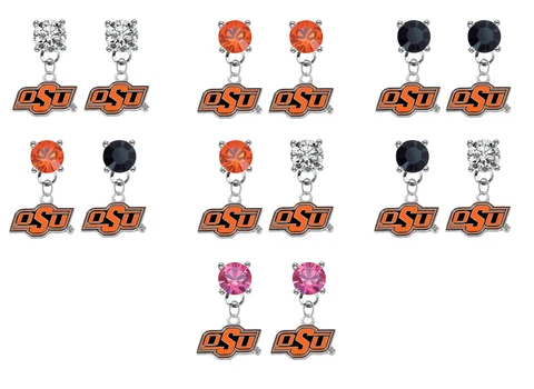 Oklahoma State Cowboys Style 2 Crystal Bling Earrings Stud Post - Pick Colors Cover