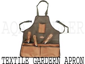Textile Garden Apron Short Gardening Aprons With Tool Pockets Green 58 x 48cm