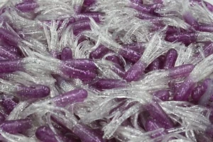 40 pk 1.5" Grape / Clear Sparkle Crappie Fishing Tube Jig Skirts Bluegill Perch - Picture 1 of 1