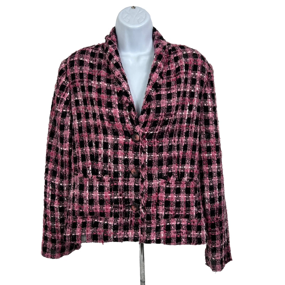 Chaqueta Blazer Requirements Para Mujer Talla 10 Manga Larga Rosa Tweed Mezcla Lana Foto 1 de 4