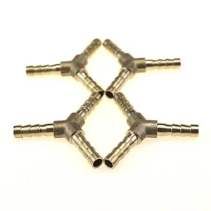 4Pcs Way Brass Hose Barb Fitting Pipe Tubing Splicer Fuel Water Gas Air 1/4" Y-3 - Picture 1 of 8