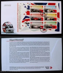 Jersey Stamps: "Nigel Mansell" First Day Cover 6 Value Souvenir Sheet 2013 - Picture 1 of 3