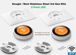 2 PACK: Google Nest 3rd Generation Learning Thermostat: T3007ES Stainless Steel - Picture 1 of 3