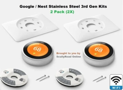 2 PACK: Google Nest 3rd Generation Learning Thermostat: T3007ES Stainless Steel - Image 1 of 3
