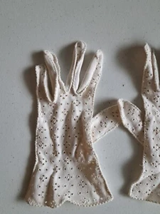 Vintage Cotton Lace Gloves Sz 7 Off White - Picture 1 of 3