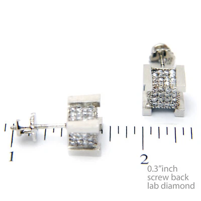 Brincos masculinos folheados a ouro prata preto bloco quadrado gelado 6 mm 924 - Imagem 1 de 3